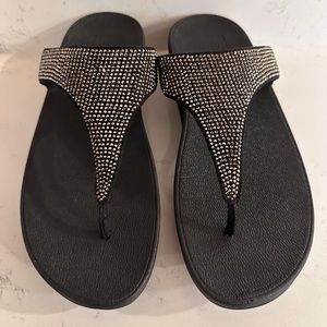 Black Rhinestone FitFlops, Size 9
